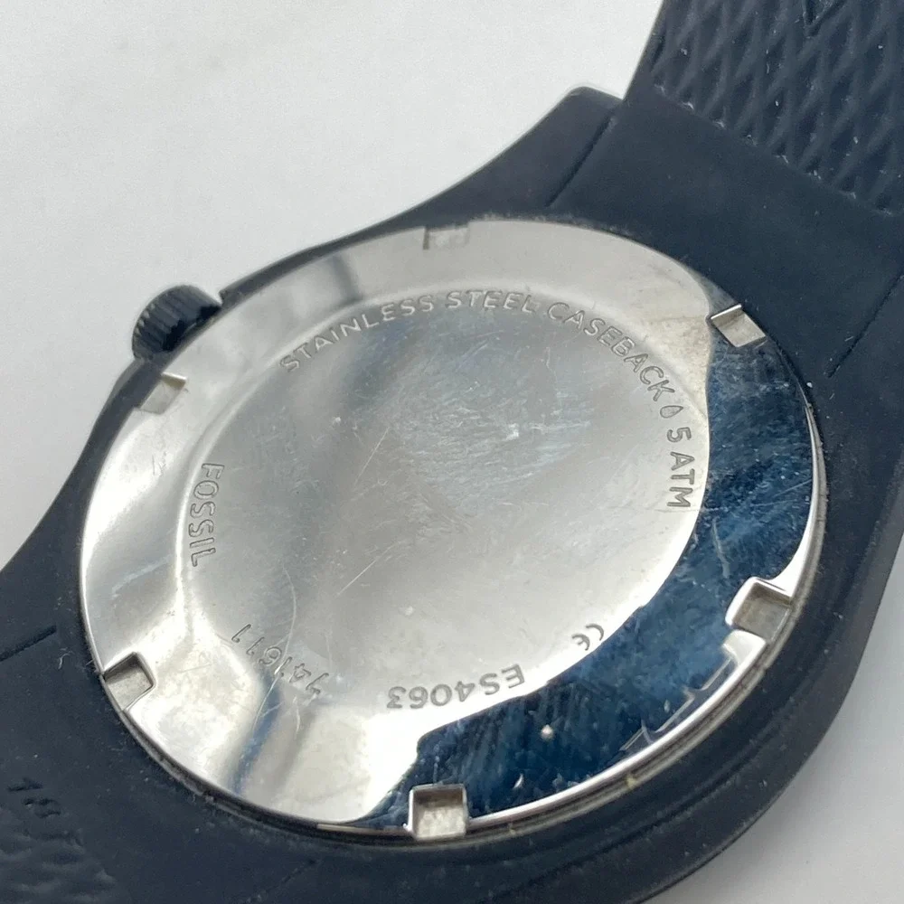 Fossil Poptastic Women's Watch 38mm Black Blue Day Date New Battery 8.25